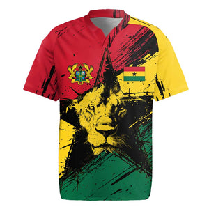 Afro Ghana Lion Rugby Jersey Star Grunge Style