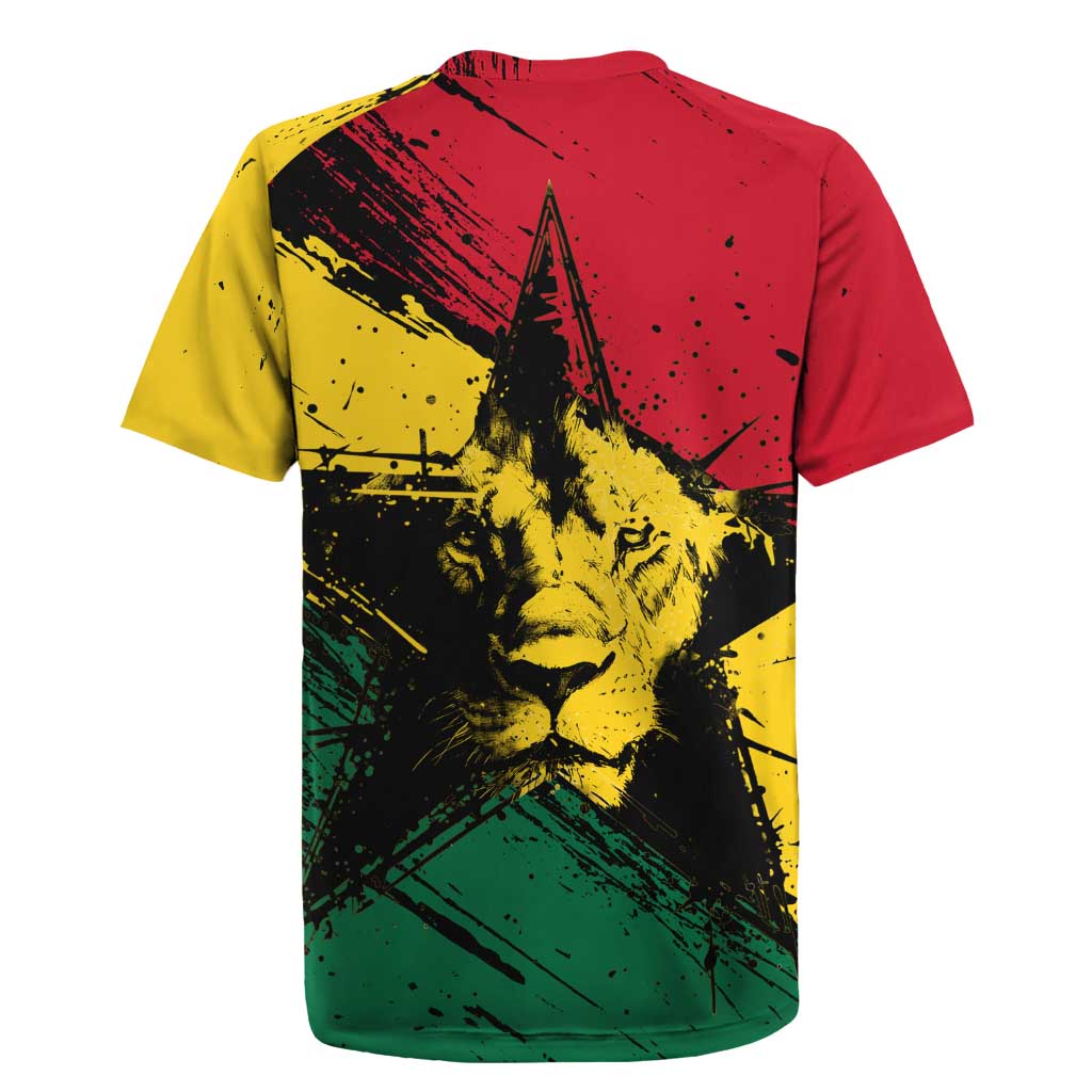 Afro Ghana Lion Rugby Jersey Star Grunge Style