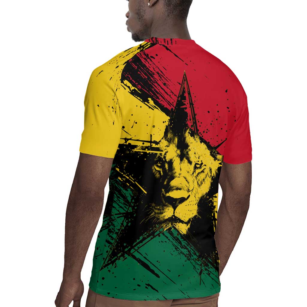 Afro Ghana Lion Rugby Jersey Star Grunge Style