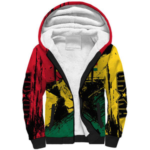 Afro Ghana Lion Sherpa Hoodie Star Grunge Style