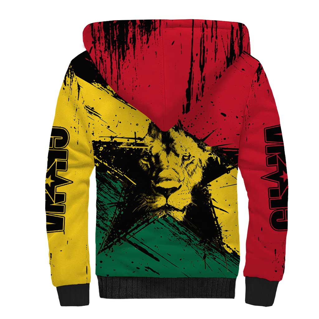 Afro Ghana Lion Sherpa Hoodie Star Grunge Style