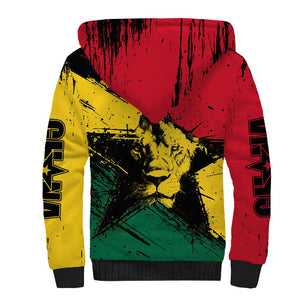 Afro Ghana Lion Sherpa Hoodie Star Grunge Style