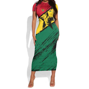 Afro Ghana Lion Short Sleeve Bodycon Dress Star Grunge Style TS04