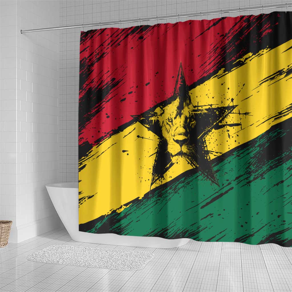 Afro Ghana Lion Shower Curtain Star Grunge Style