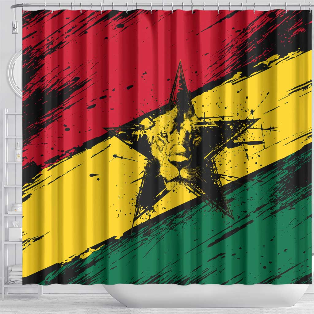 Afro Ghana Lion Shower Curtain Star Grunge Style