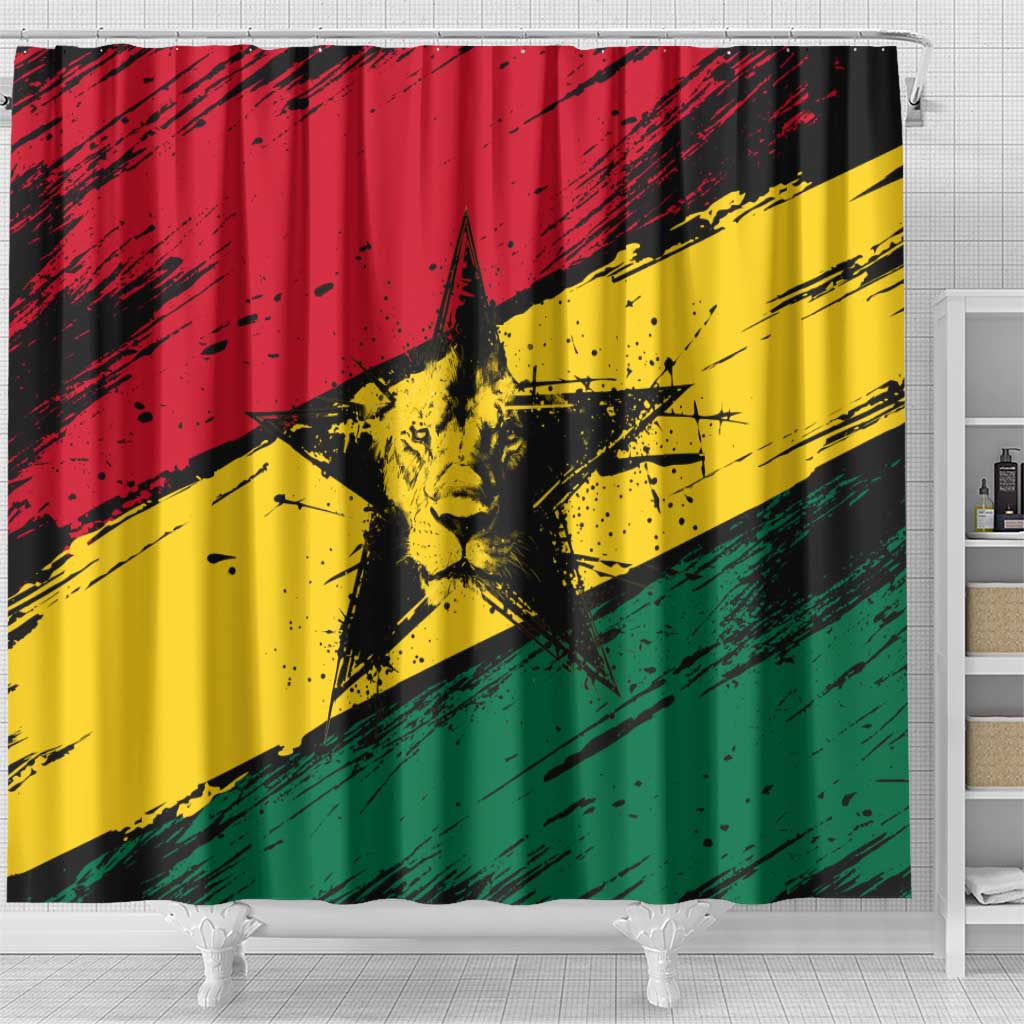 Afro Ghana Lion Shower Curtain Star Grunge Style