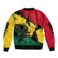 Afro Ghana Lion Sleeve Zip Bomber Jacket Star Grunge Style