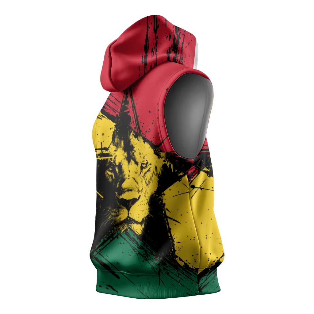 Afro Ghana Lion Sleeveless Hoodie Star Grunge Style - African Pride