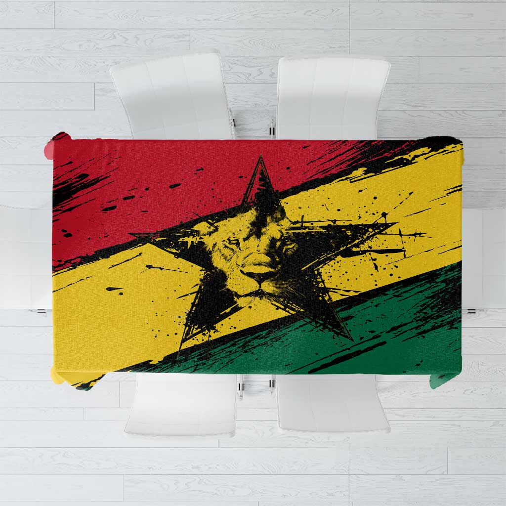 Afro Ghana Lion Tablecloth Star Grunge Style