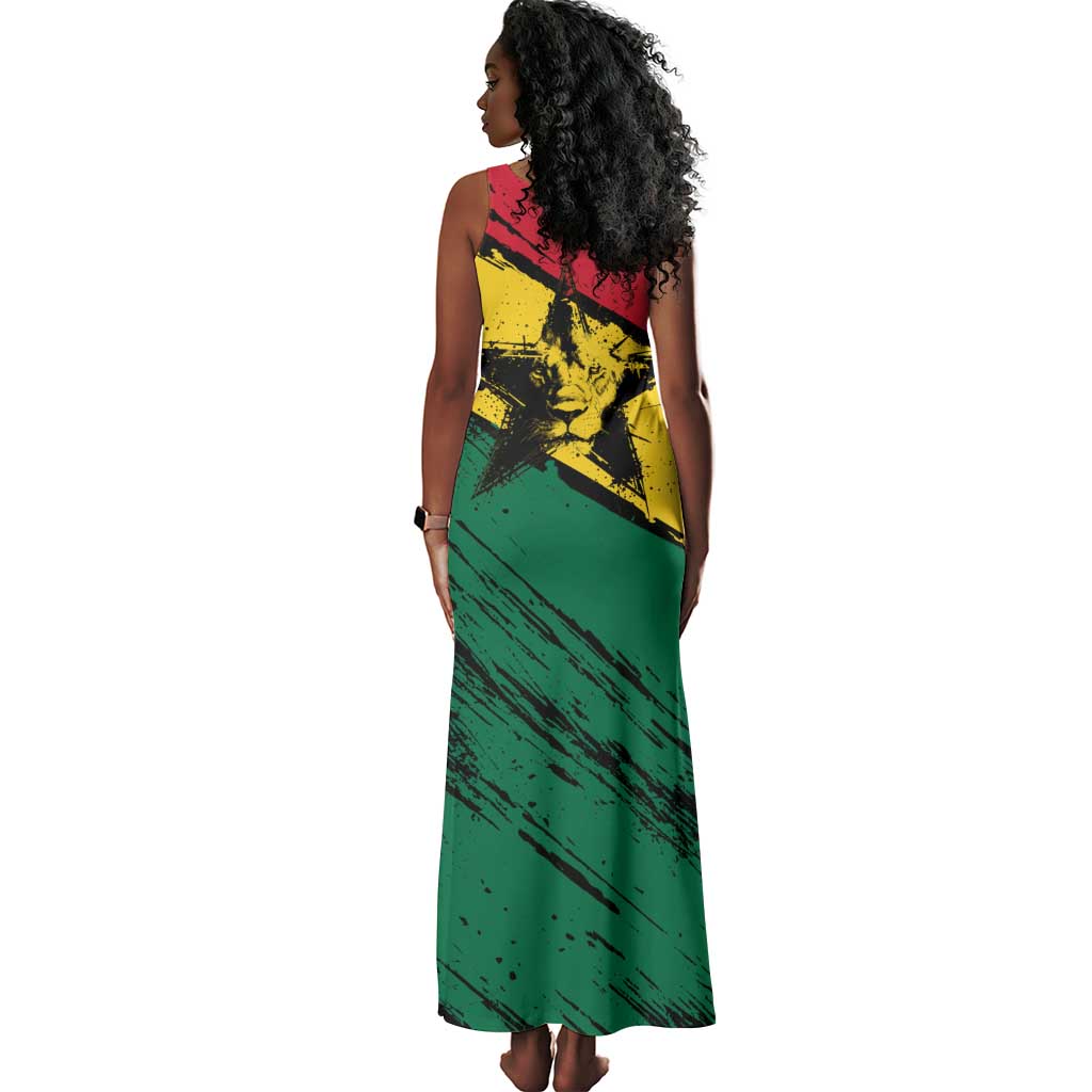 Afro Ghana Lion Tank Maxi Dress Star Grunge Style