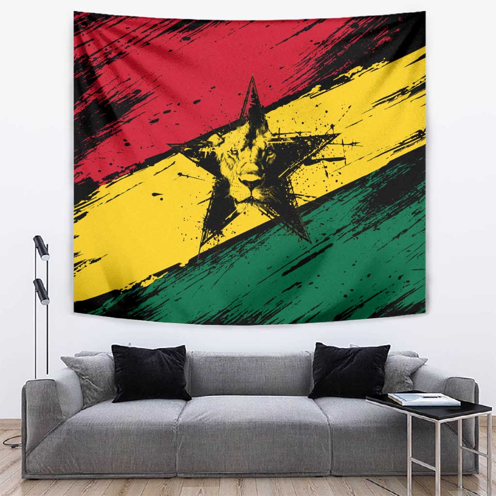 Afro Ghana Lion Tapestry Star Grunge Style