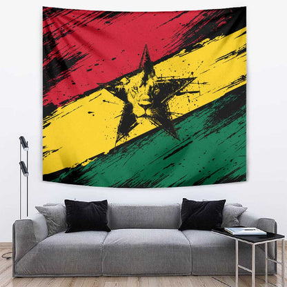 Afro Ghana Lion Tapestry Star Grunge Style