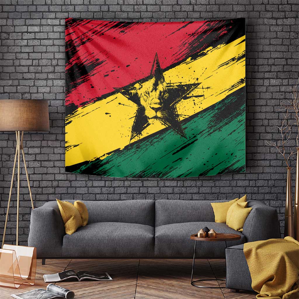 Afro Ghana Lion Tapestry Star Grunge Style