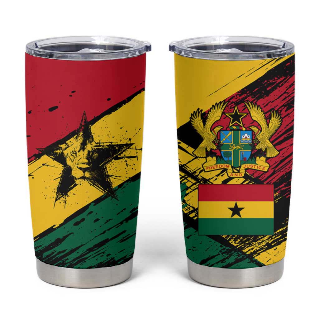 Afro Ghana Lion Tumbler Cup Star Grunge Style