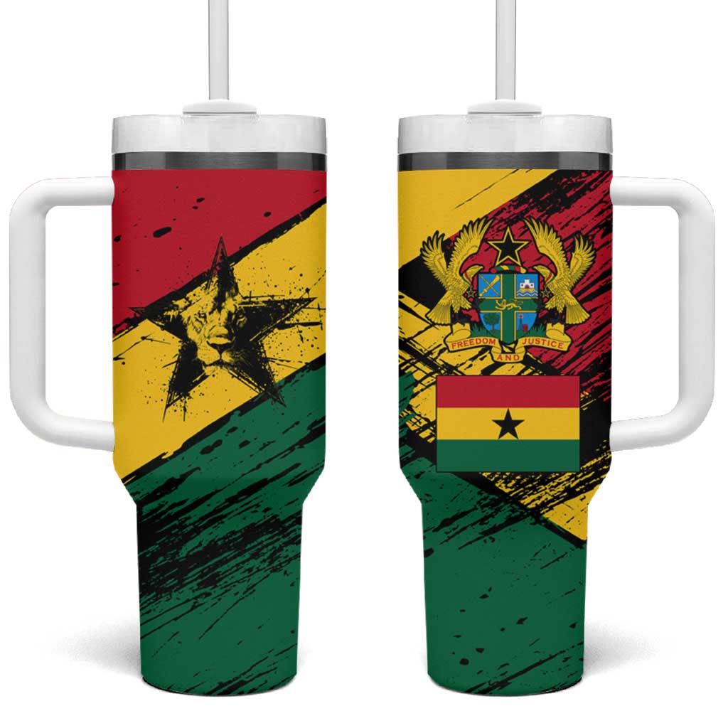 Afro Ghana Lion Tumbler With Handle Star Grunge Style