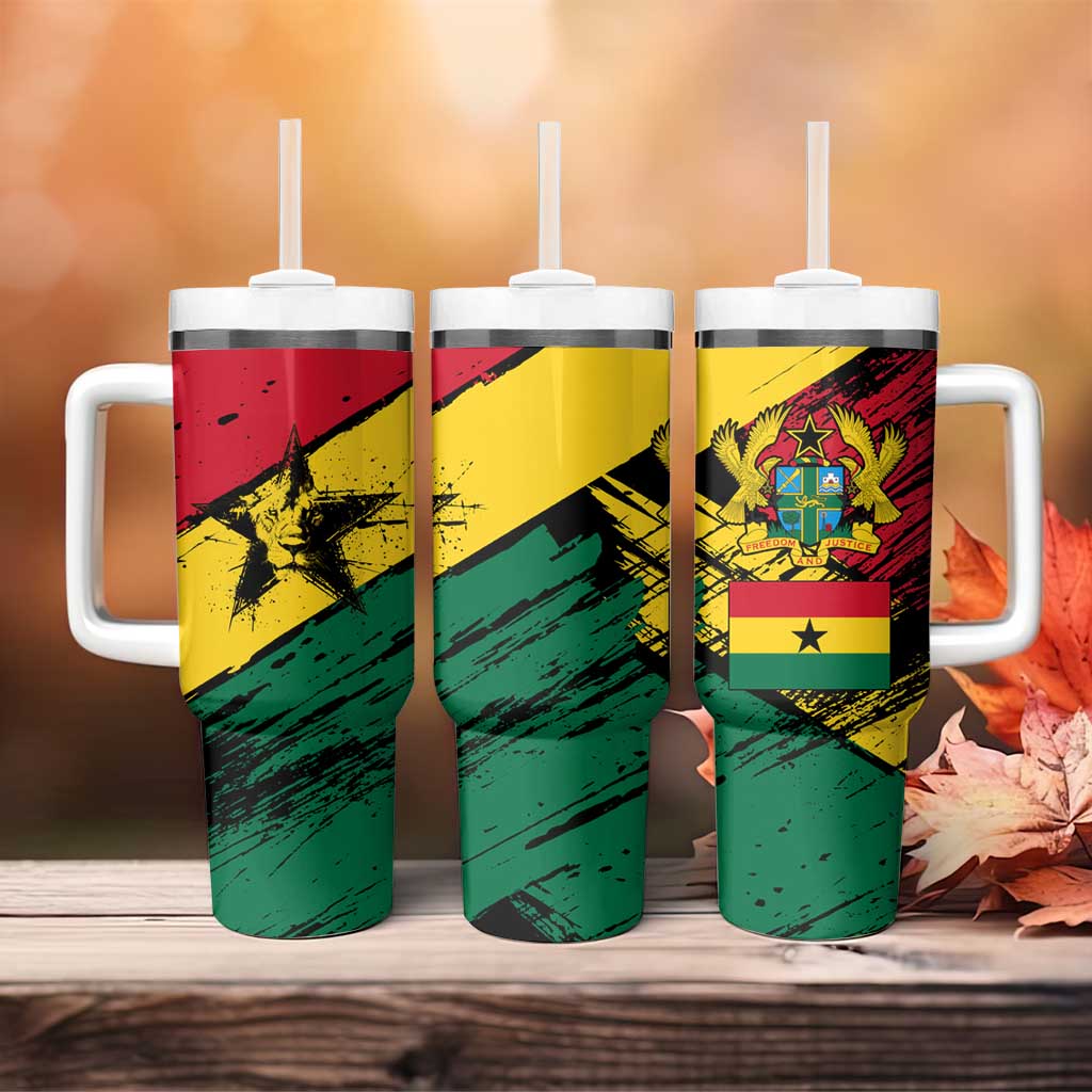 Afro Ghana Lion Tumbler With Handle Star Grunge Style
