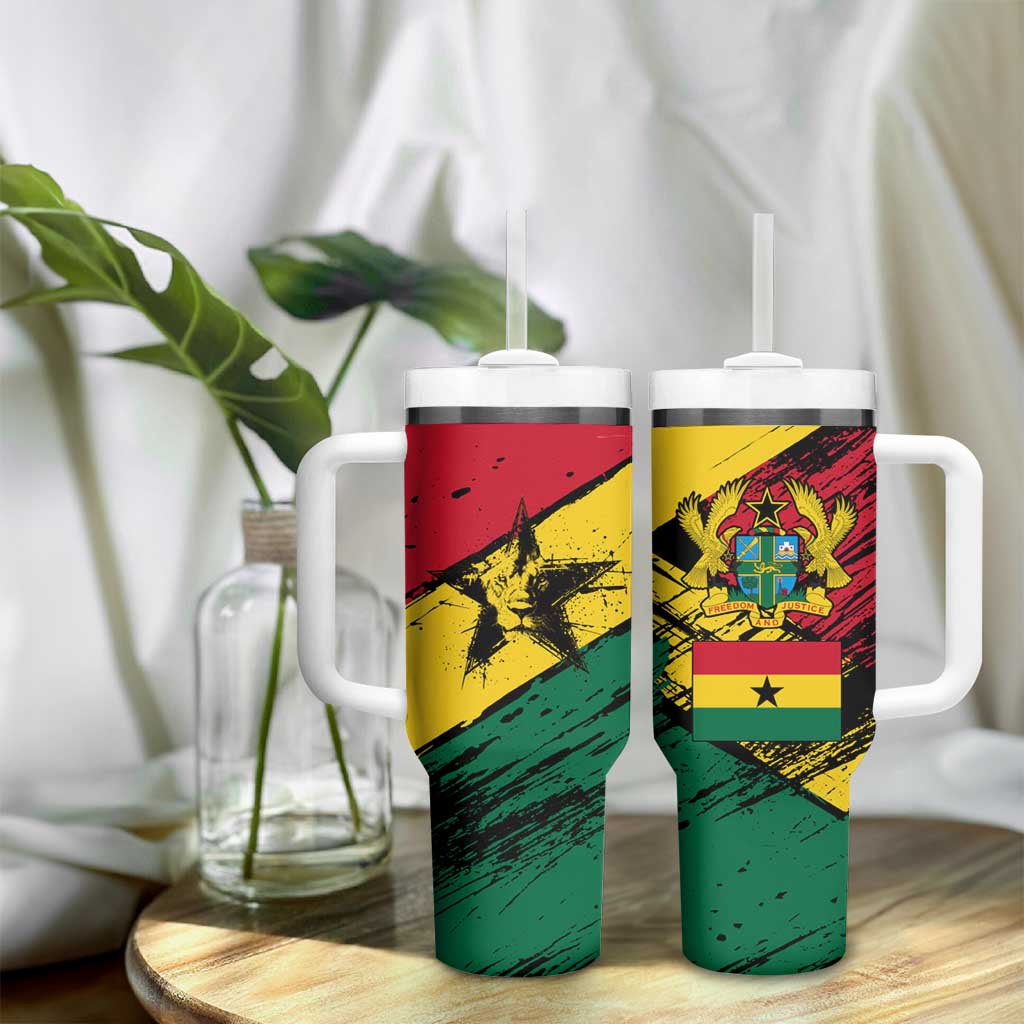 Afro Ghana Lion Tumbler With Handle Star Grunge Style