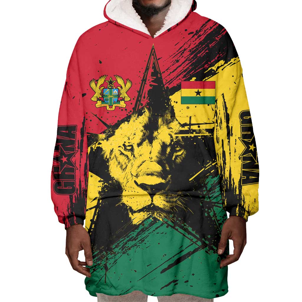 Afro Ghana Lion Wearable Blanket Hoodie Star Grunge Style