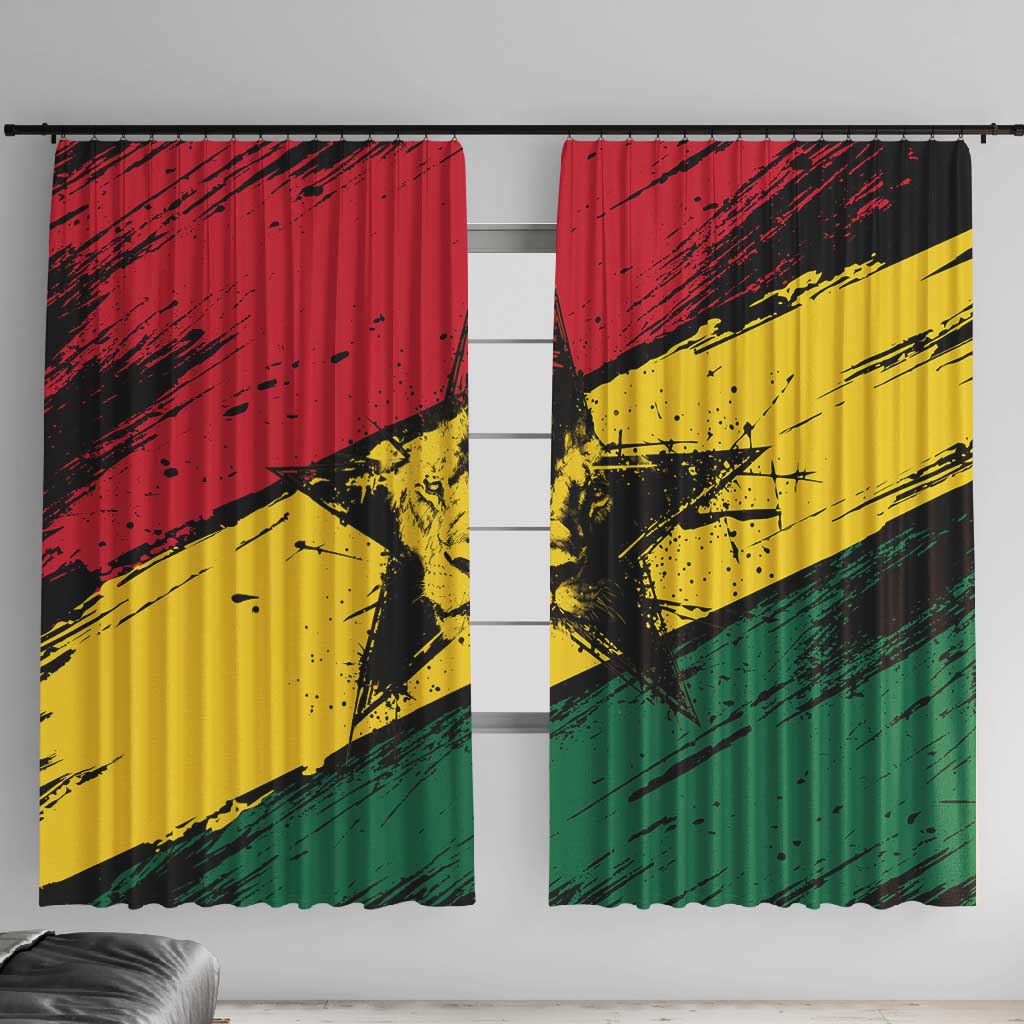 Afro Ghana Lion Window Curtain Star Grunge Style