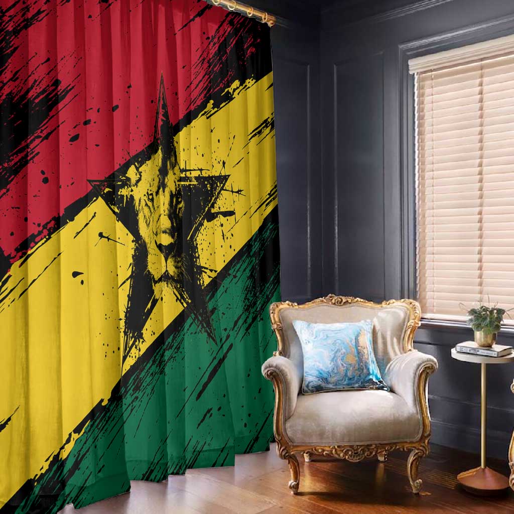 Afro Ghana Lion Window Curtain Star Grunge Style