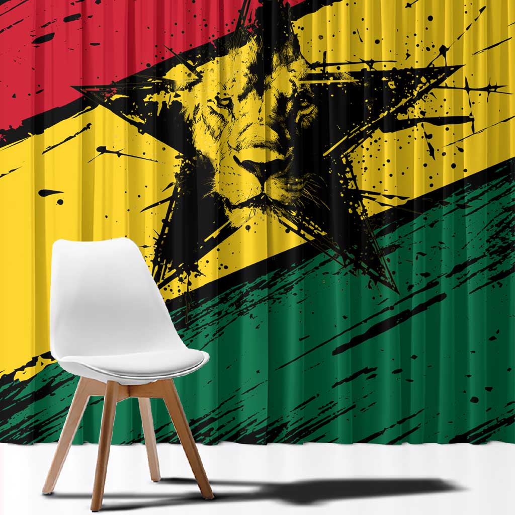 Afro Ghana Lion Window Curtain Star Grunge Style
