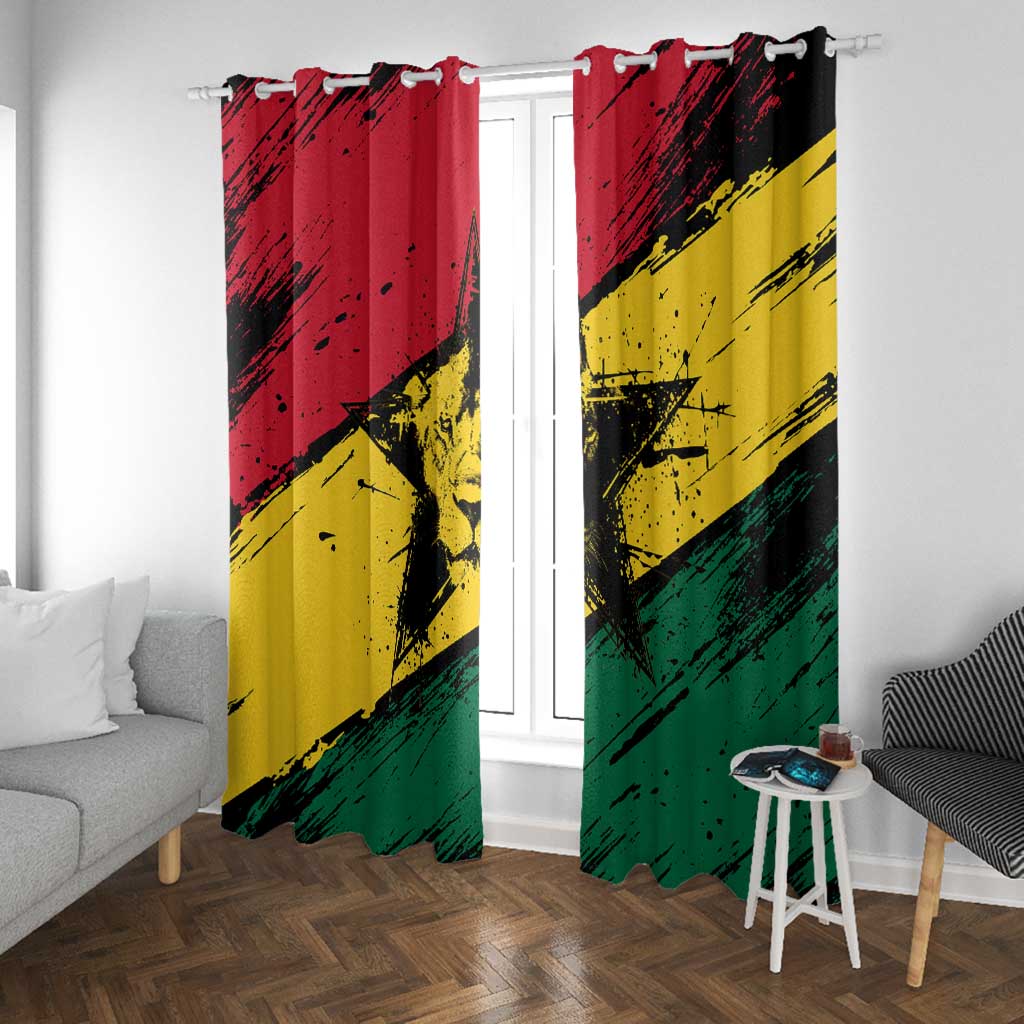 Afro Ghana Lion Window Curtain Star Grunge Style