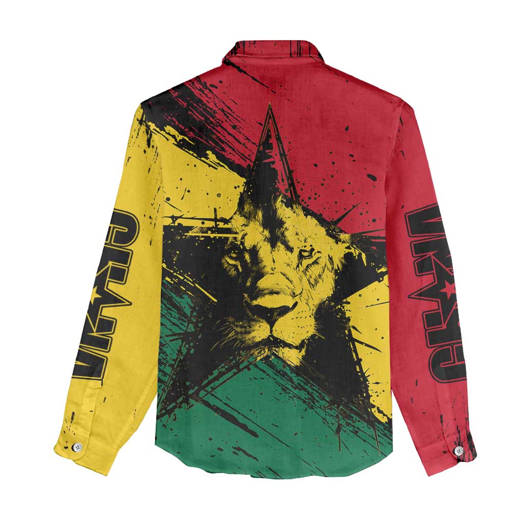 Afro Ghana Lion Women Casual Shirt Star Grunge Style