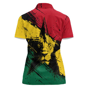 Afro Ghana Lion Women Polo Shirt Star Grunge Style