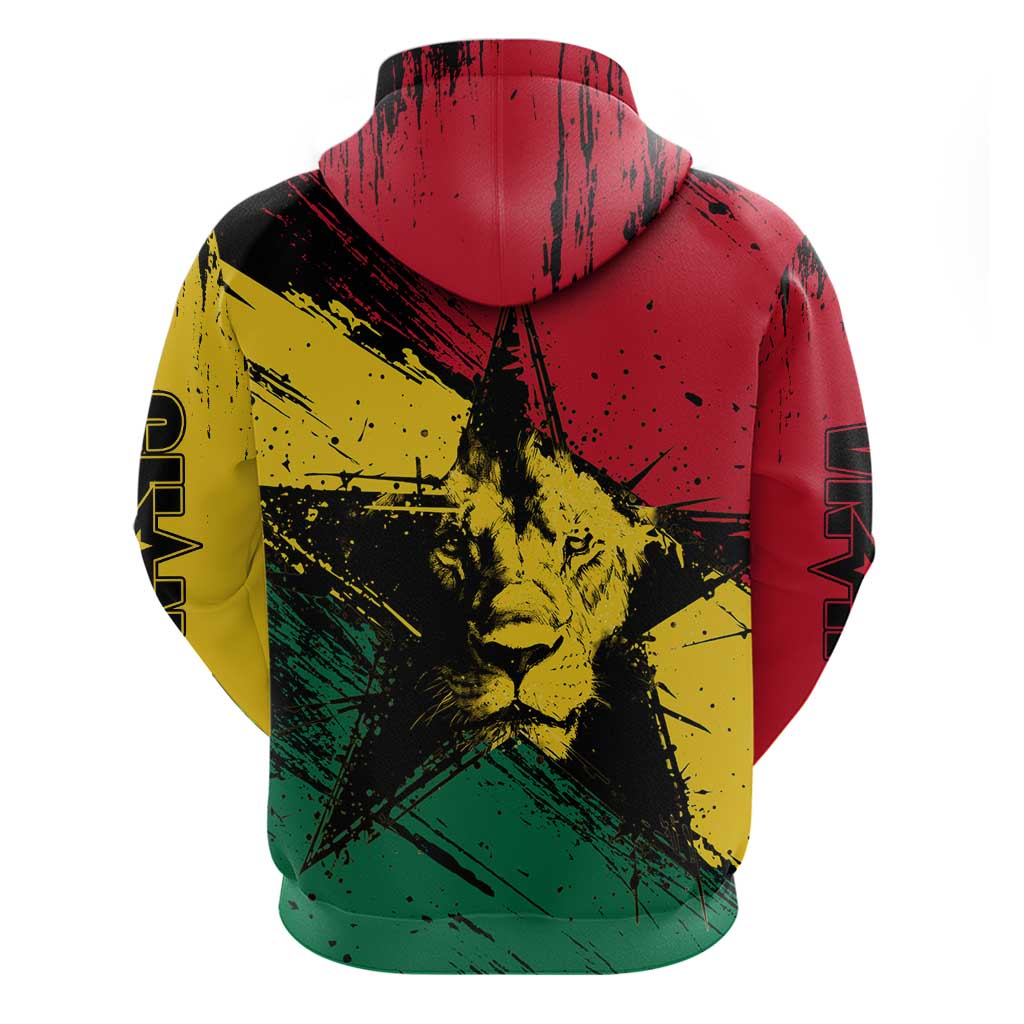 Afro Ghana Lion Zip Hoodie Star Grunge Style