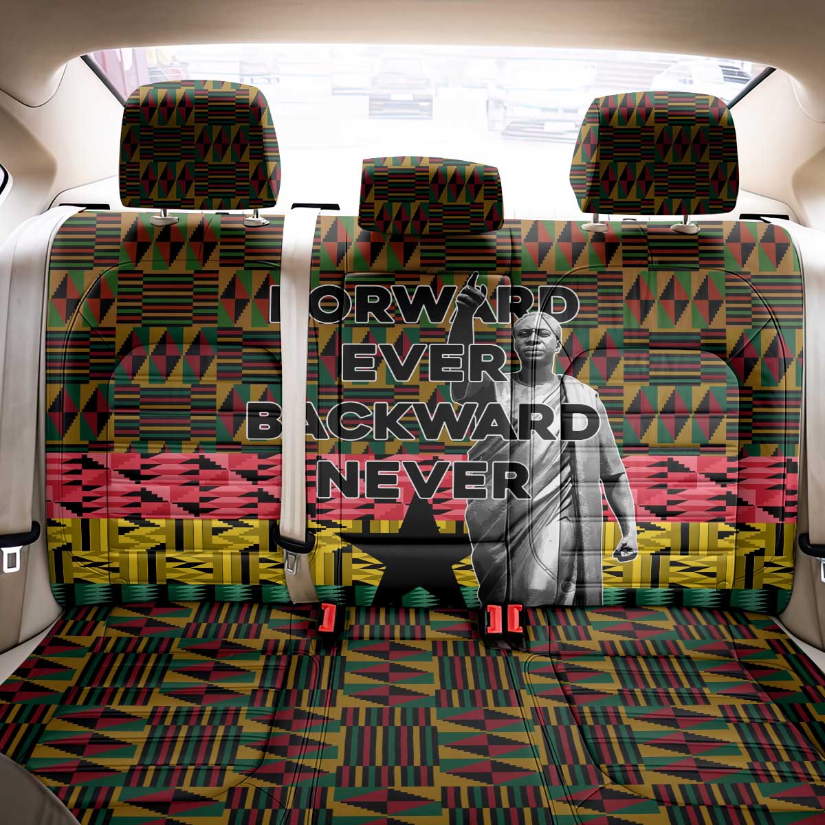 Kwame Nkrumah Ghana Back Car Seat Cover Kente Pattern African