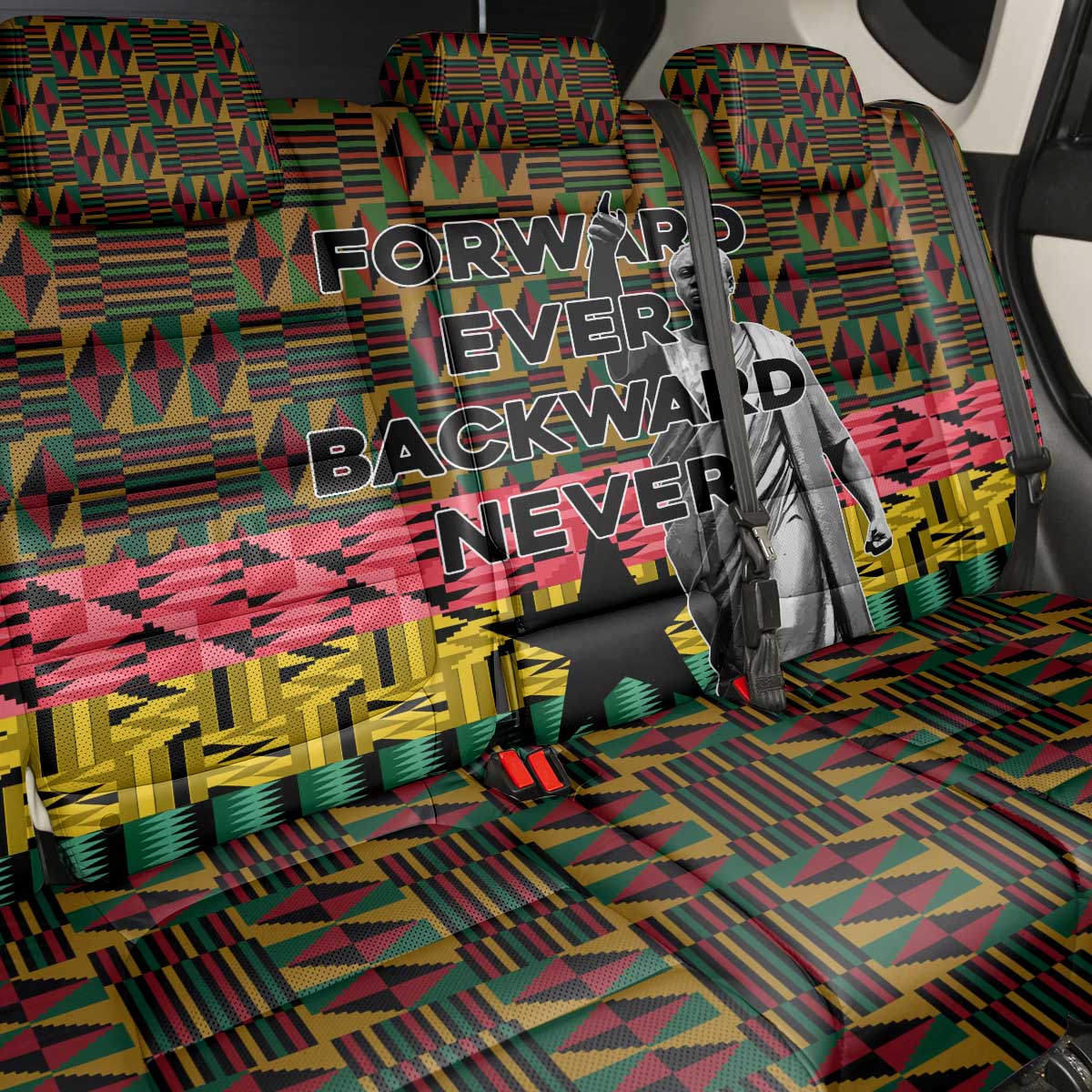 Kwame Nkrumah Ghana Back Car Seat Cover Kente Pattern African