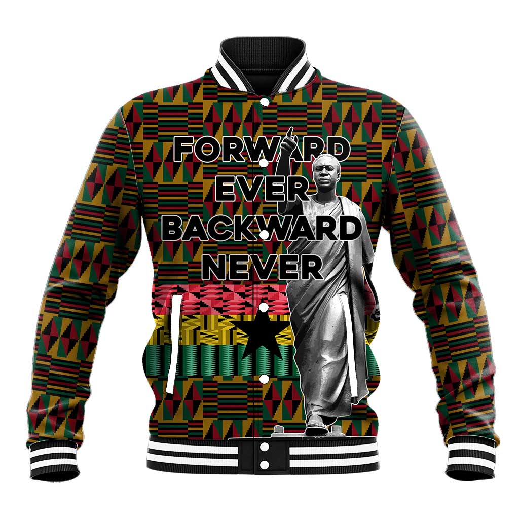 Kwame Nkrumah Ghana Baseball Jacket Kente Pattern African