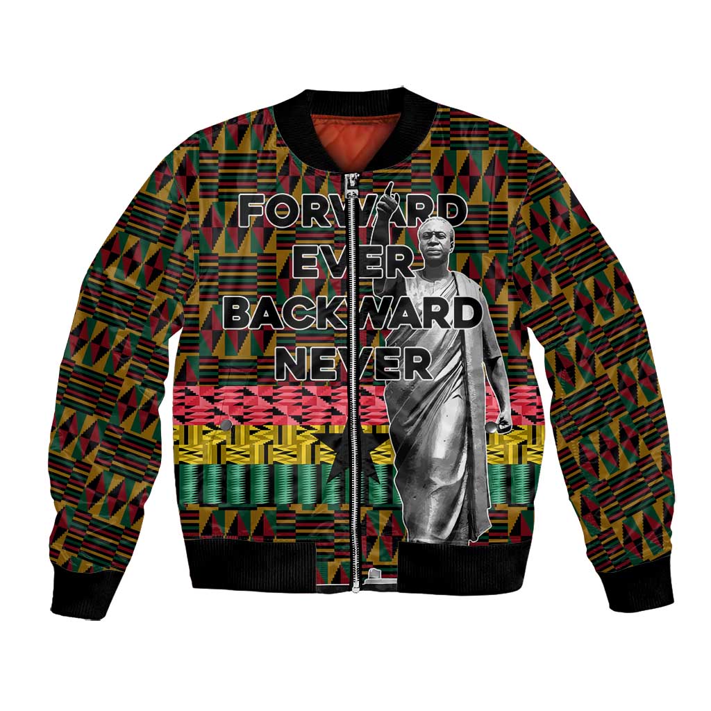 Kwame Nkrumah Ghana Bomber Jacket Kente Pattern African