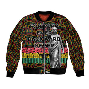Kwame Nkrumah Ghana Bomber Jacket Kente Pattern African