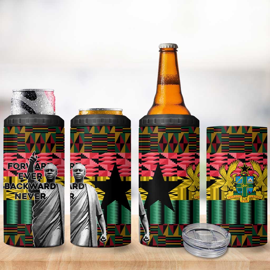 Kwame Nkrumah Ghana 4 in 1 Can Cooler Tumbler Kente Pattern African