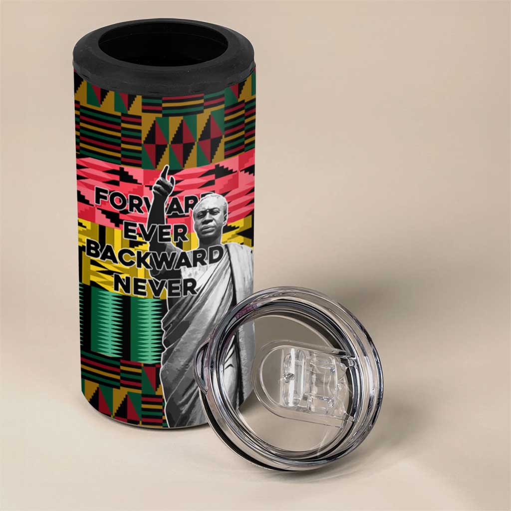 Kwame Nkrumah Ghana 4 in 1 Can Cooler Tumbler Kente Pattern African