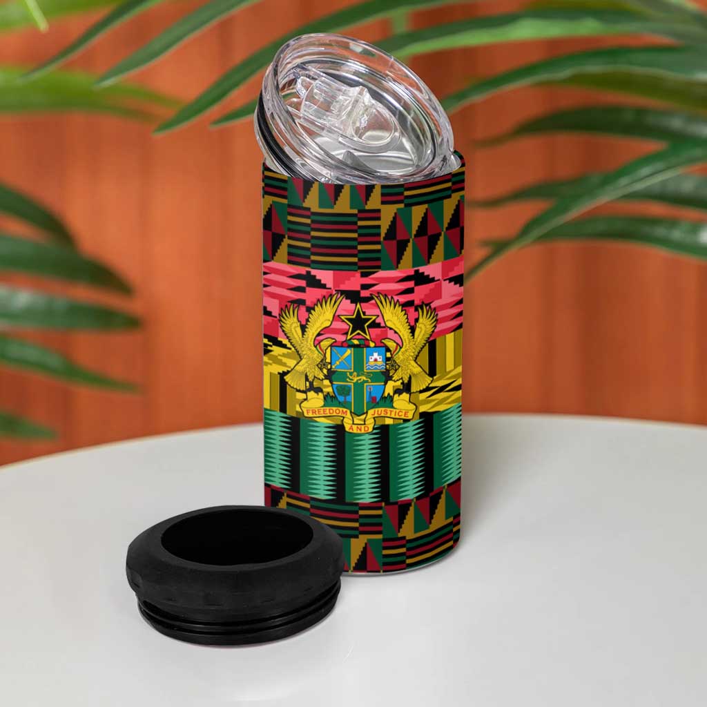 Kwame Nkrumah Ghana 4 in 1 Can Cooler Tumbler Kente Pattern African