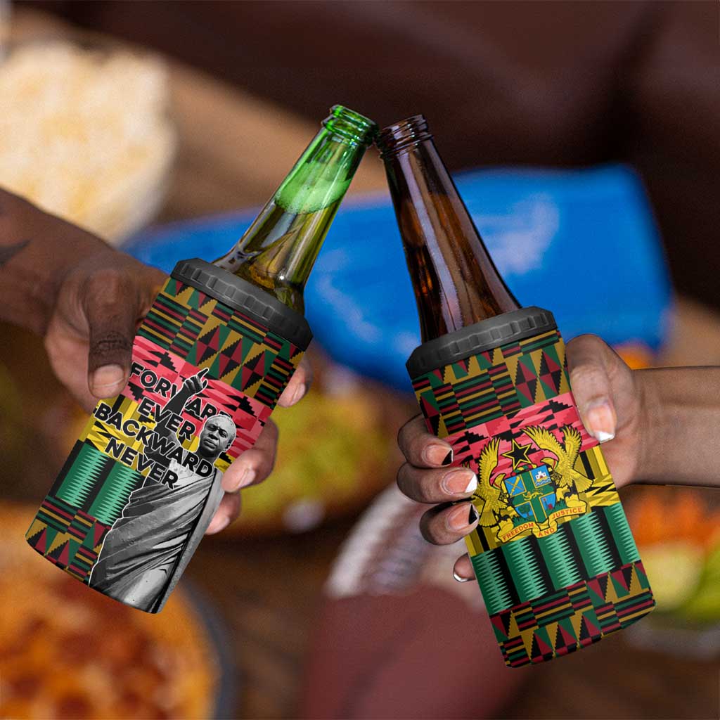 Kwame Nkrumah Ghana 4 in 1 Can Cooler Tumbler Kente Pattern African