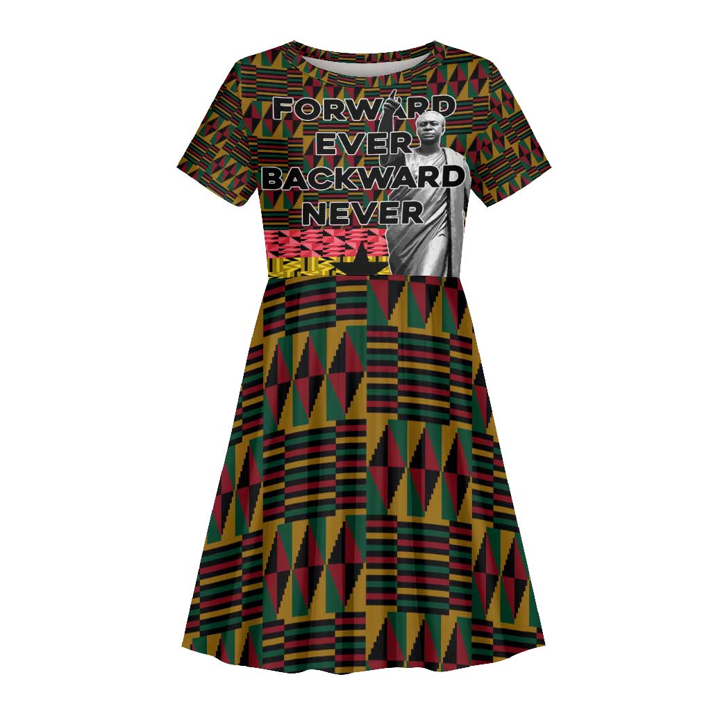 Kwame Nkrumah Ghana Kid Short Sleeve Dress Kente Pattern African
