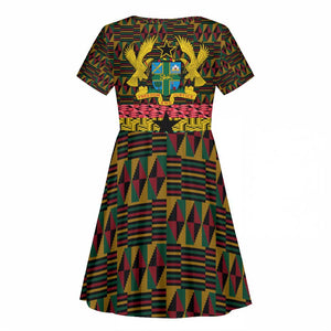 Kwame Nkrumah Ghana Kid Short Sleeve Dress Kente Pattern African