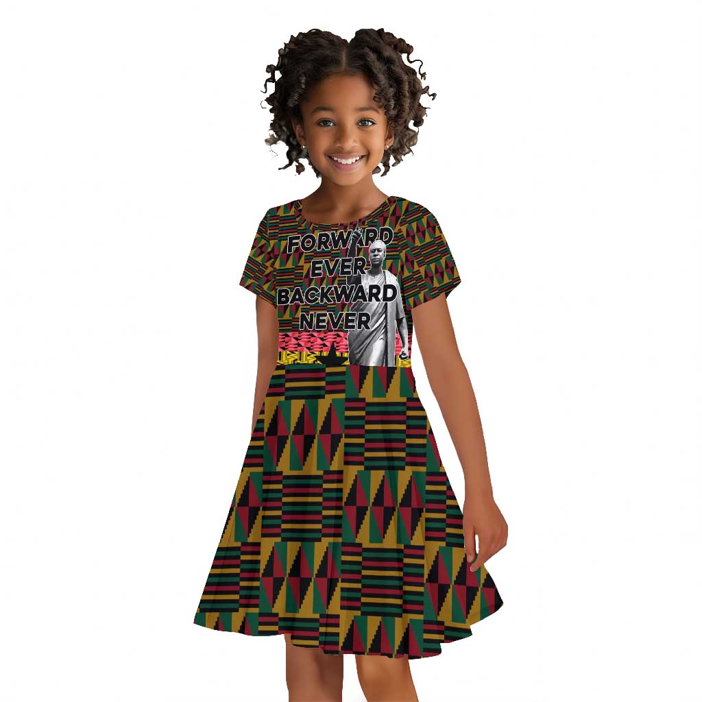 Kwame Nkrumah Ghana Kid Short Sleeve Dress Kente Pattern African