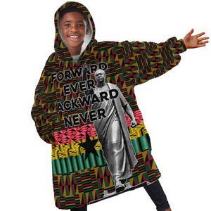 Kwame Nkrumah Ghana Kid Wearable Blanket Hoodie Kente Pattern African