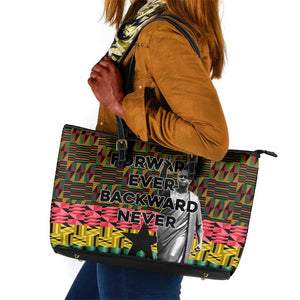 Kwame Nkrumah Ghana Leather Tote Bag Kente Pattern African
