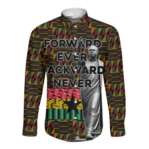 Kwame Nkrumah Ghana Long Sleeve Button Shirt Kente Pattern African