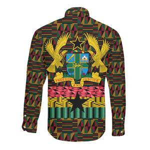 Kwame Nkrumah Ghana Long Sleeve Button Shirt Kente Pattern African