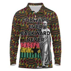 Kwame Nkrumah Ghana Long Sleeve Polo Shirt Kente Pattern African