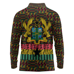 Kwame Nkrumah Ghana Long Sleeve Polo Shirt Kente Pattern African