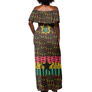 Kwame Nkrumah Ghana Off Shoulder Maxi Dress Kente Pattern African