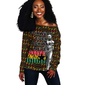 Kwame Nkrumah Ghana Off Shoulder Sweater Kente Pattern African