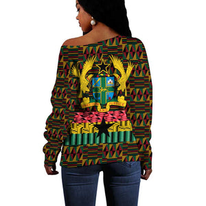Kwame Nkrumah Ghana Off Shoulder Sweater Kente Pattern African